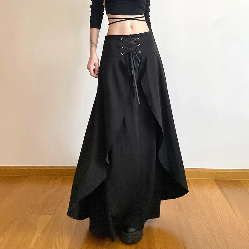 Elegante A-Lijn Rok voor Vrouwen met Hoog Taille en Rimpels