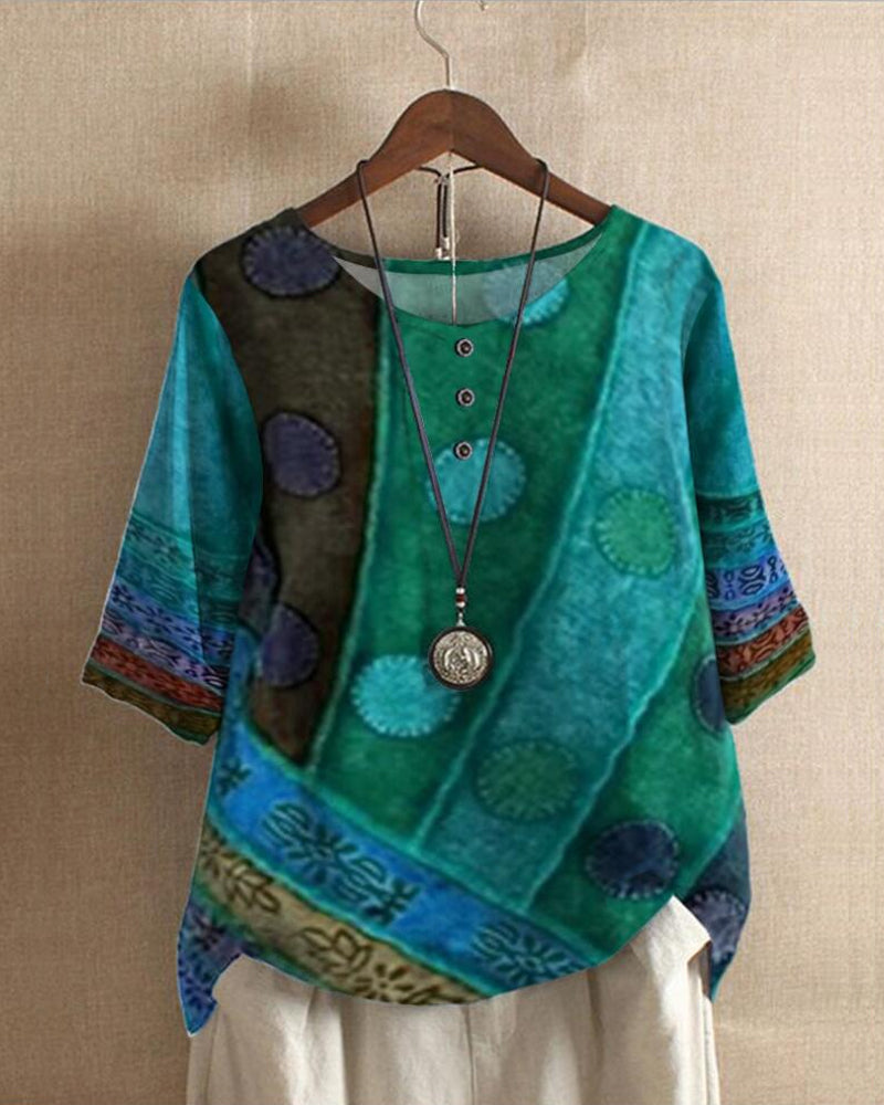 Vrouwen Vintage Boho Top van Lichtgewicht Stof