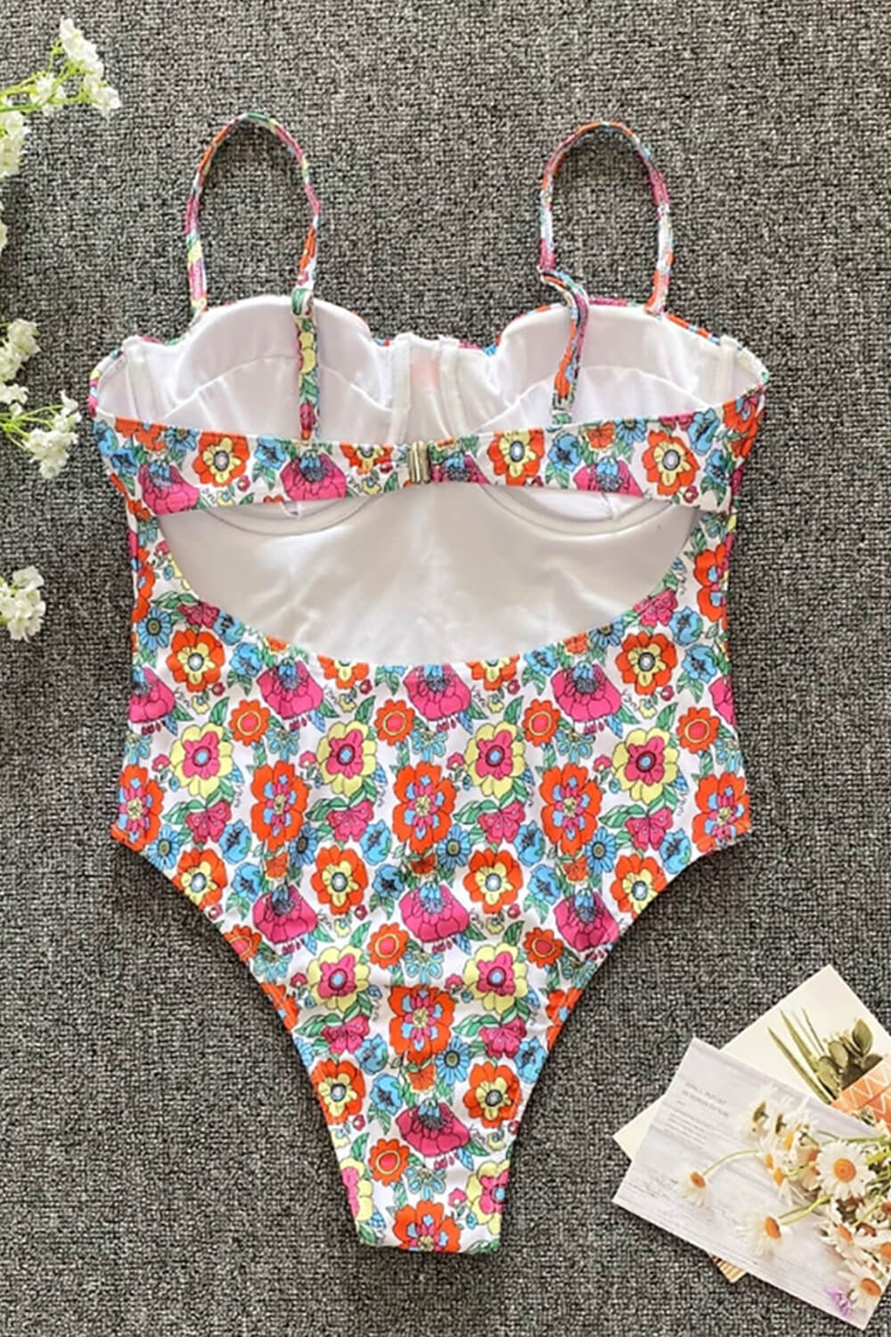 Zomer Bloemen Ondersteunde Eénstuk Badpak voor Dames