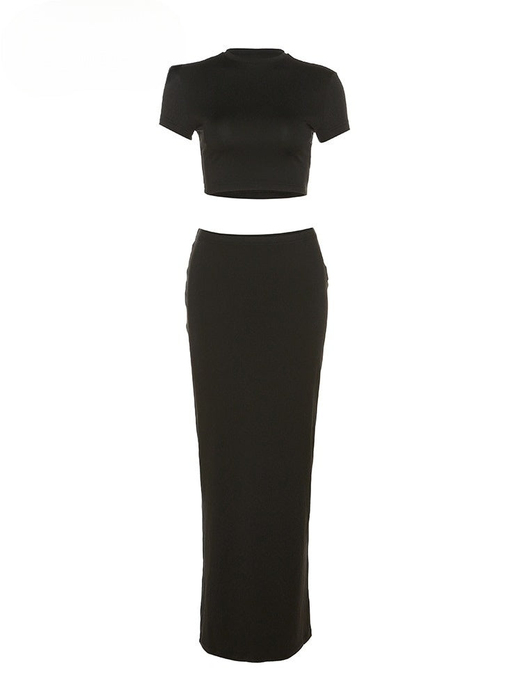 Stijlvolle Dames Set: Effen T-shirt & Heuproek