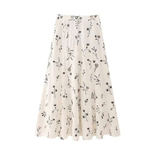 Stijlvolle A-lijn Midi Rok met Botanische Print - Perfect voor Elke Gelegenheid
