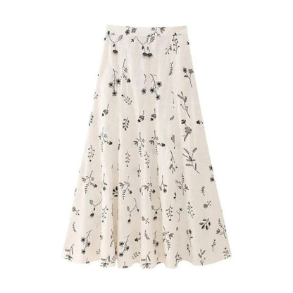 Stijlvolle A-lijn Midi Rok met Botanische Print - Perfect voor Elke Gelegenheid
