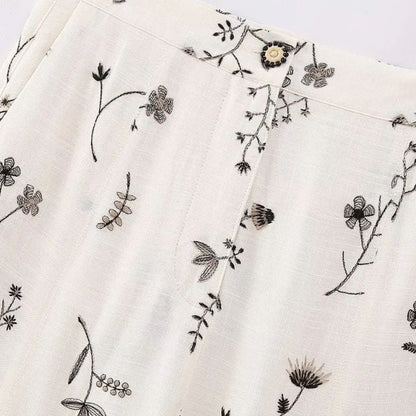 Stijlvolle A-lijn Midi Rok met Botanische Print - Perfect voor Elke Gelegenheid
