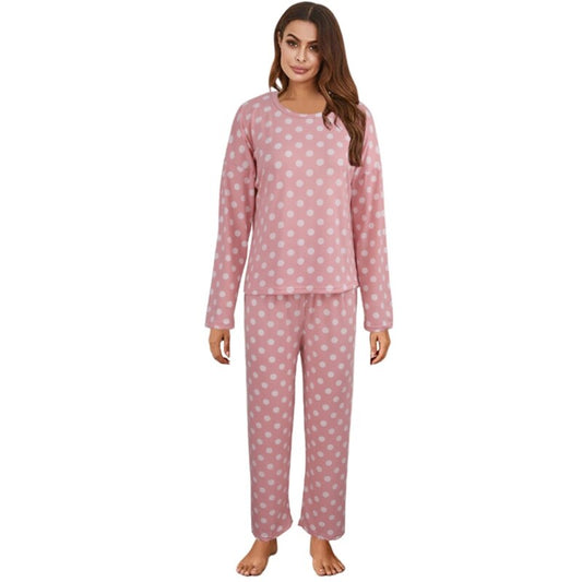 Polka Dots Pyjama Set met Lange Mouwen en Comfortabele Pasvorm
