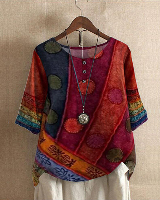 Vrouwen Vintage Boho Top van Lichtgewicht Stof
