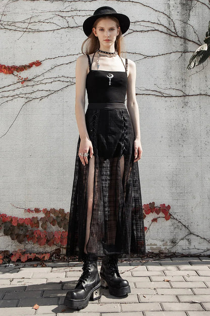 Dames Mid-length A-lijn Riemrok met Gevoelige Taille