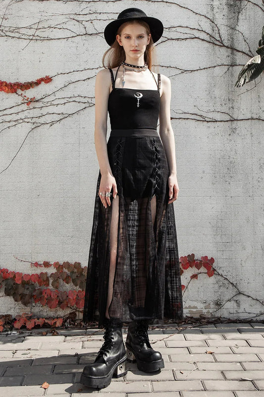Dames Mid-length A-lijn Riemrok met Gevoelige Taille