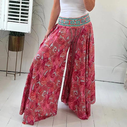 Boho Chic Palazzo Broek met Paisley Print - Stijlvol en Comfortabel