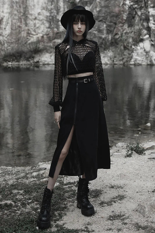 Stijlvolle Lange Chiffon Rok met Hoge Taille