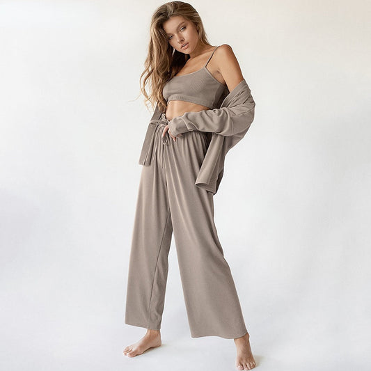 Gehaakt Casual Pyjama Set met Lange Mouwen en Comfortabel