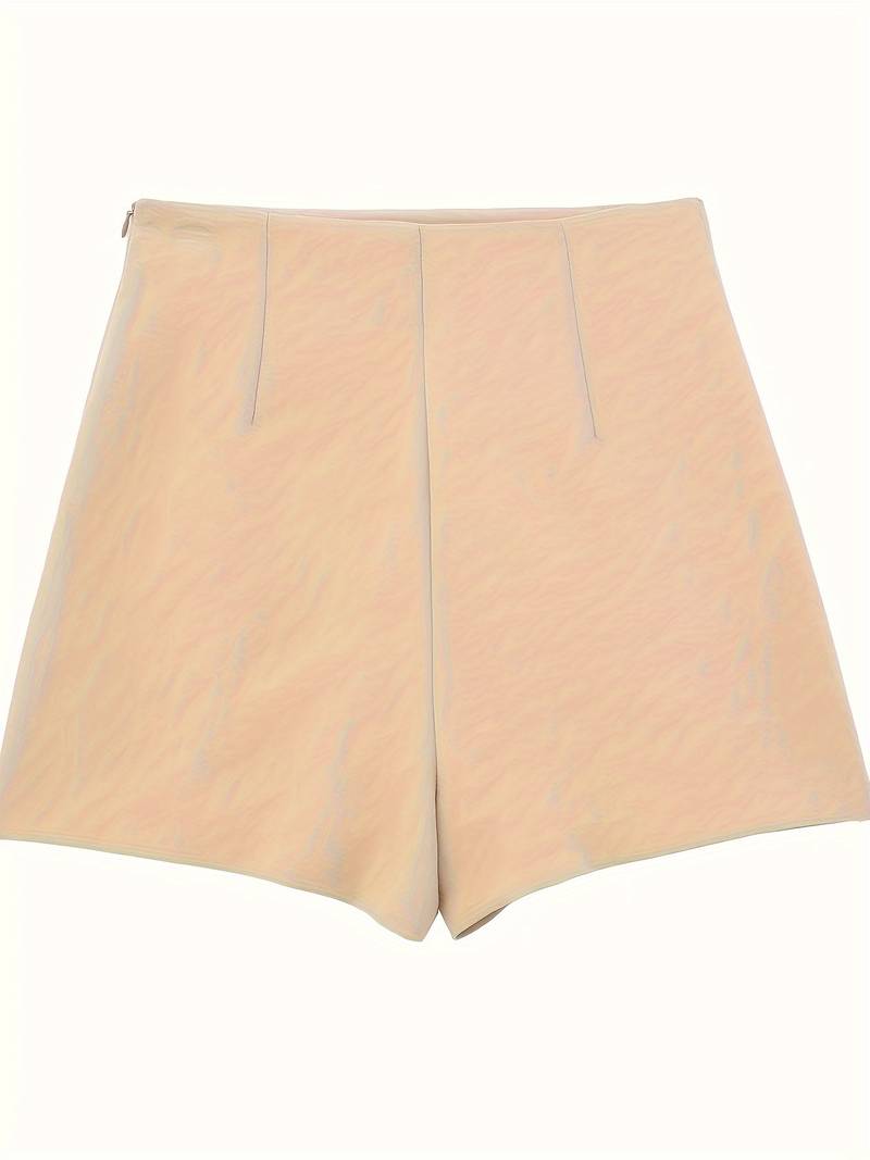 Beige Shorts met Genaaide Knopen voor Stijlvolle Zonnige Dagen