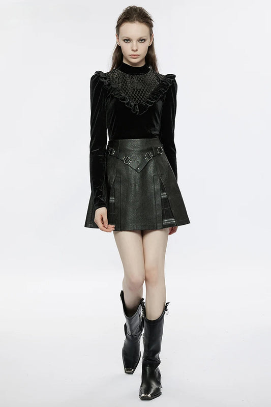 Stijlvolle Dames Mini Rok met Metalen Splicing en Rivets