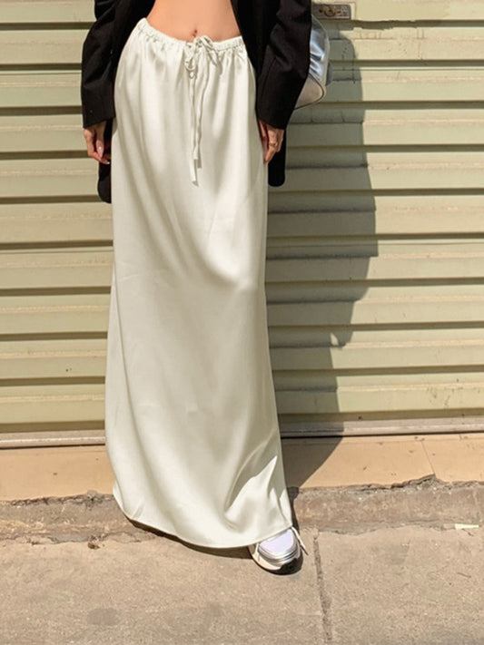 Luxe Satin Maxi Rok met Koordjesluiting