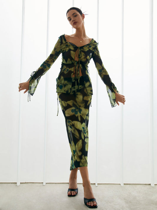 Villa Frangi Elegant Bloemen Mesh Rok voor Dames