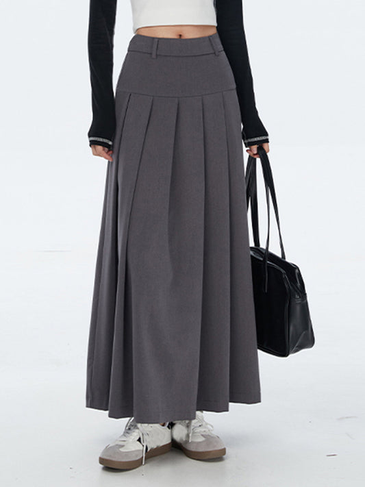 Moderne Academia Elegante Plissé Maxi Rok voor Vrije Tijd