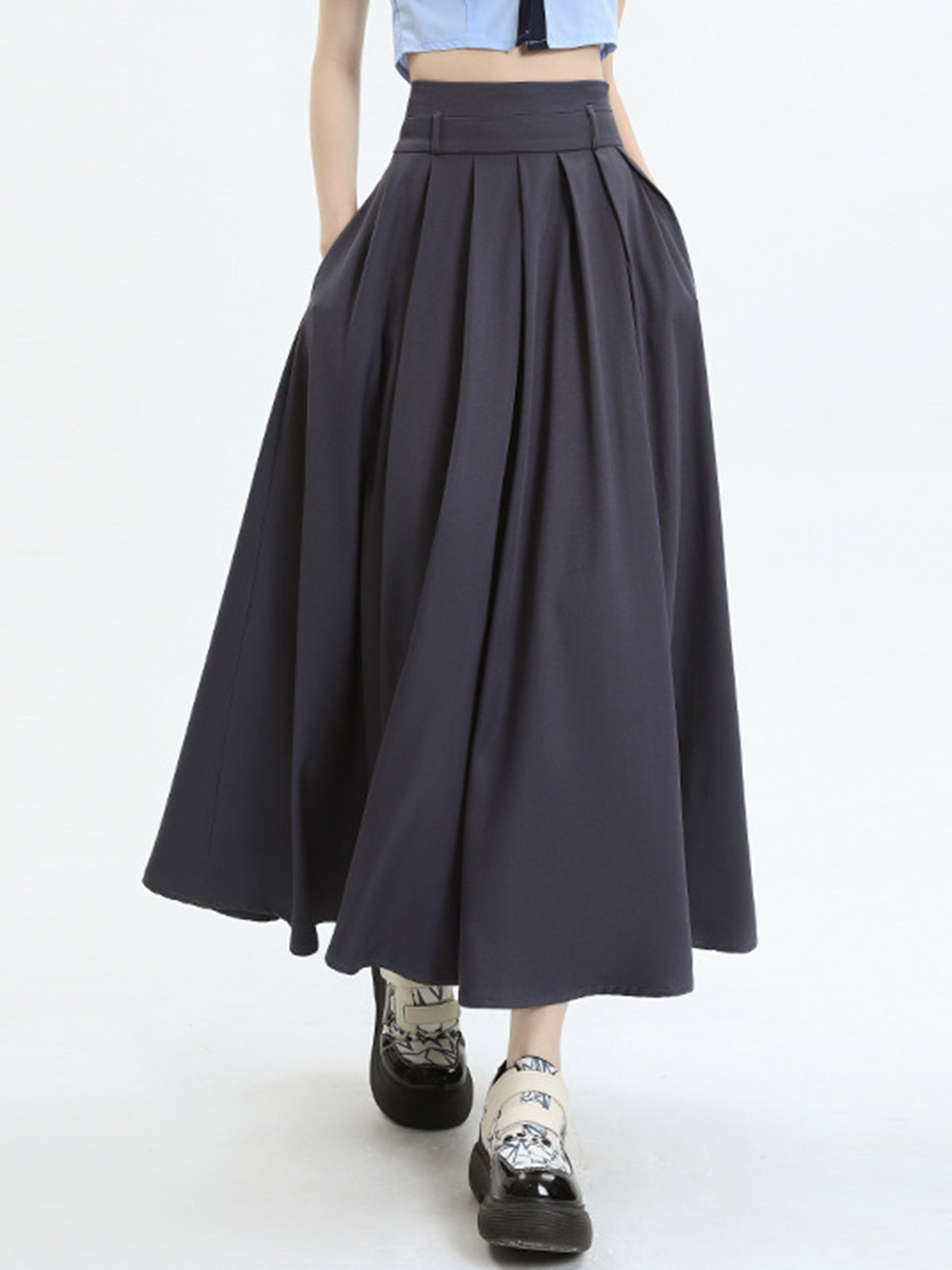 Moderne Academia Stijlvolle Plissé Maxi Rok