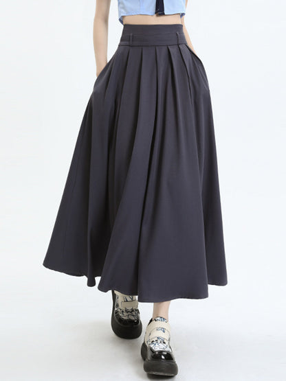 Moderne Academia Stijlvolle Plissé Maxi Rok
