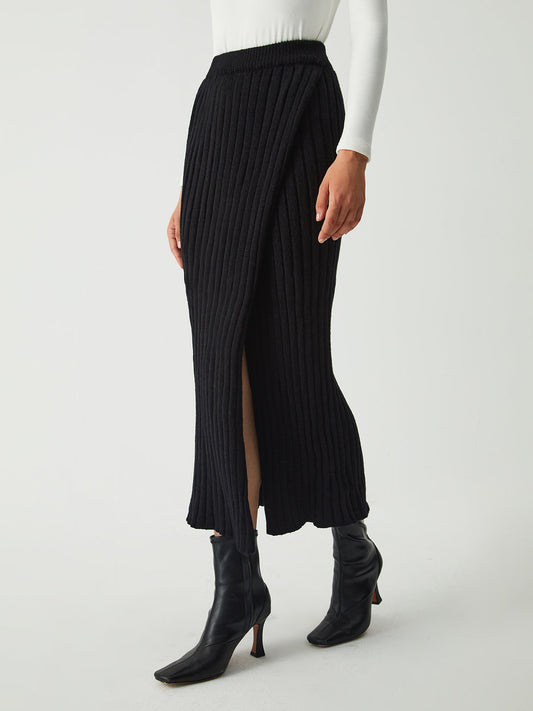 Stijlvolle Midi Rok met Splits voor Comfortabel Draaggemak