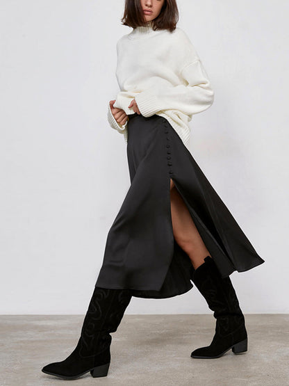 Zijknopen Elegante Split Midi Rok voor Elke Gelegenheid