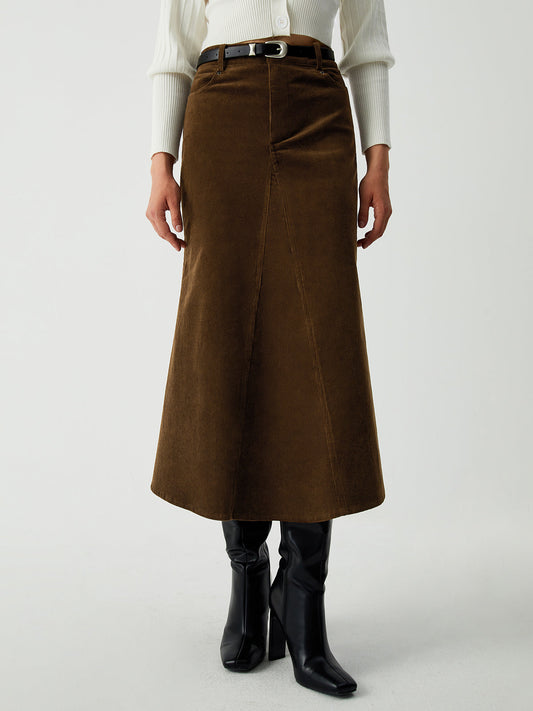 Stijlvolle Maple Corduroy Midi Rok voor Elke Gelegenheid