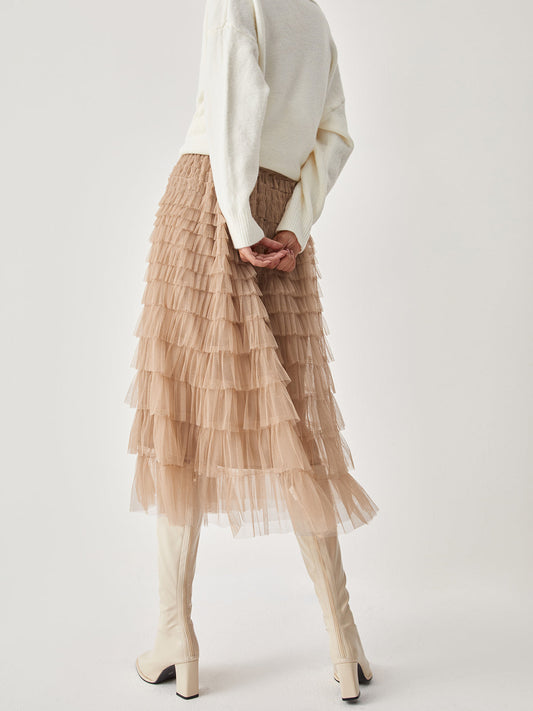 Hooggepaste Laagjes Trendy Net Midi Rok Stijlvol