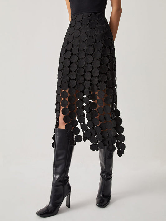 Laser Cut Meerdere Modieuze Cirkel Dubbel Laag Rok