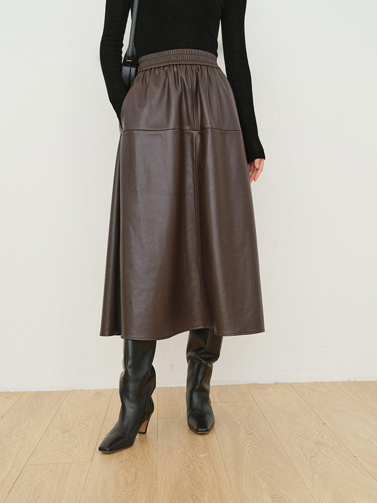 Luxe Maxi Rok met Dubbele Zakken van Kunstleer