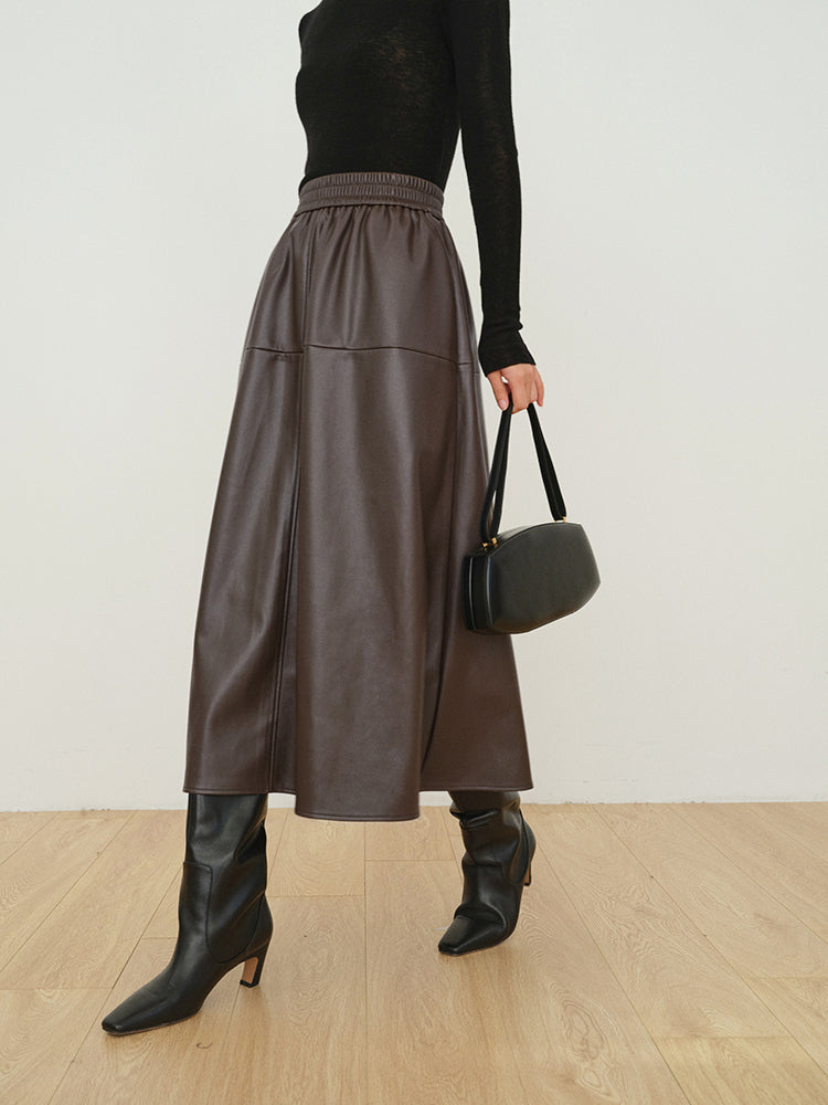 Luxe Maxi Rok met Dubbele Zakken van Kunstleer