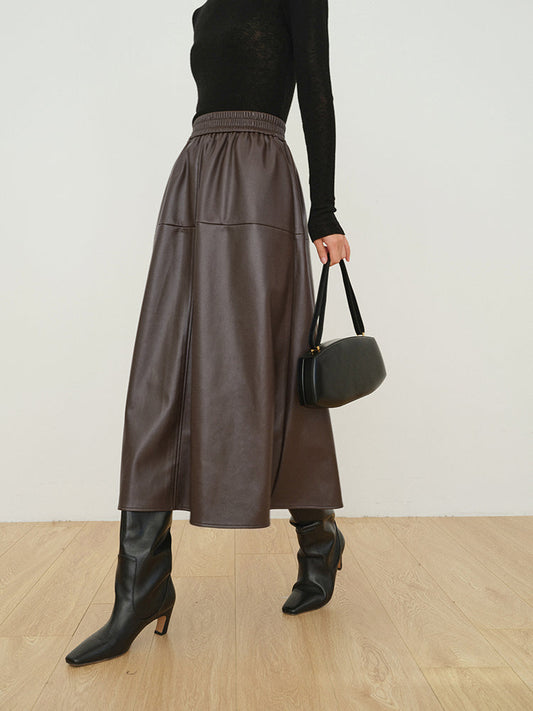 Luxe Maxi Rok met Dubbele Zakken van Kunstleer