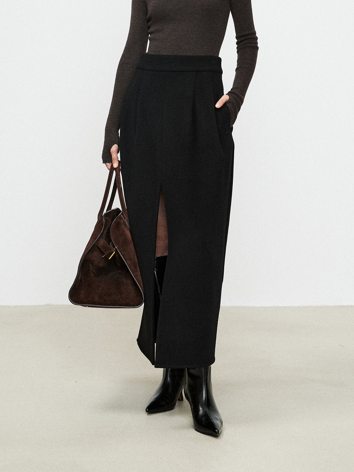 Maxi Rok met Dubbele Zak en Elegante Splits
