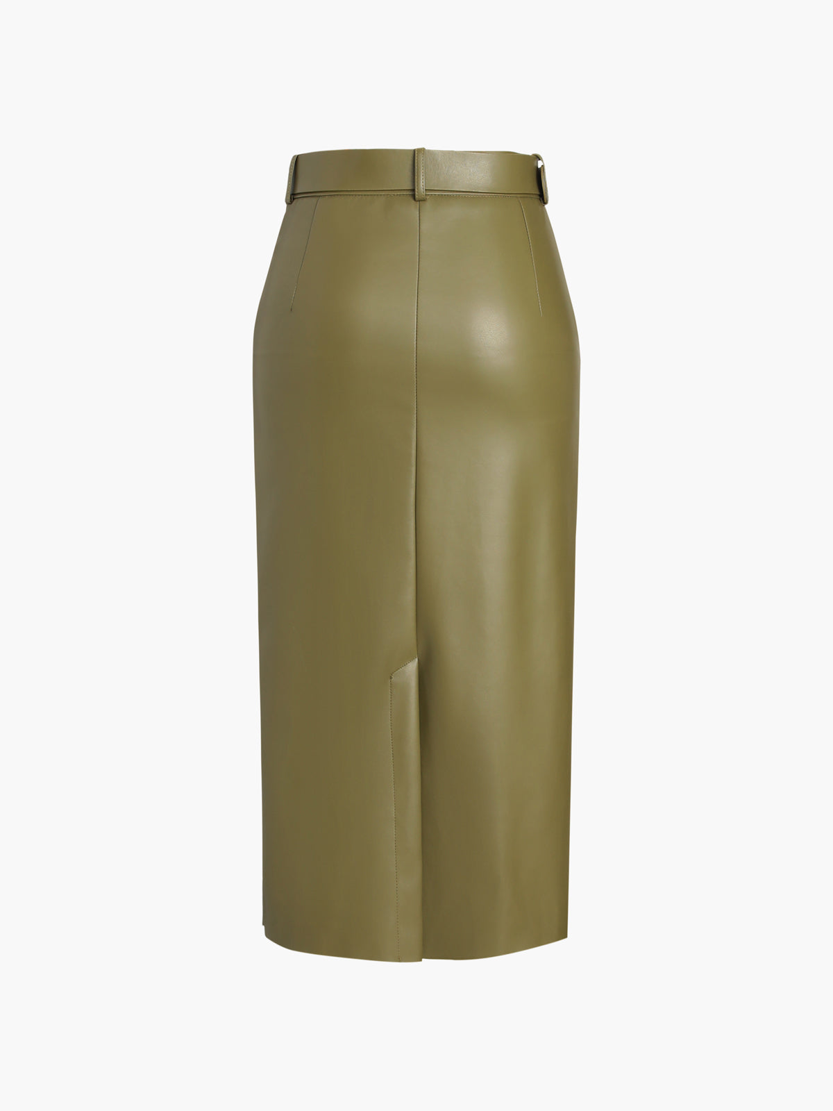 Modieuze Faux Leren Geknoopte Midi Rok met Split