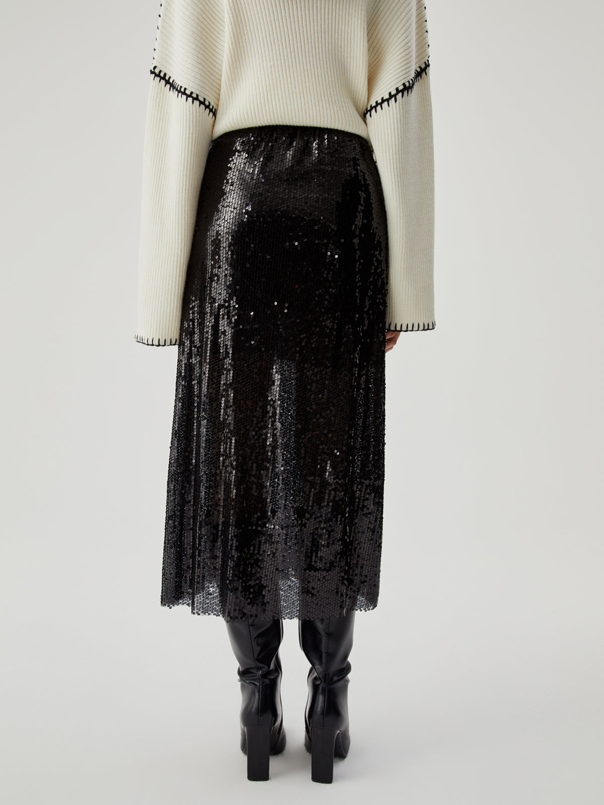 Stijlvolle Midi Rok met Mesh Pailletten Detail
