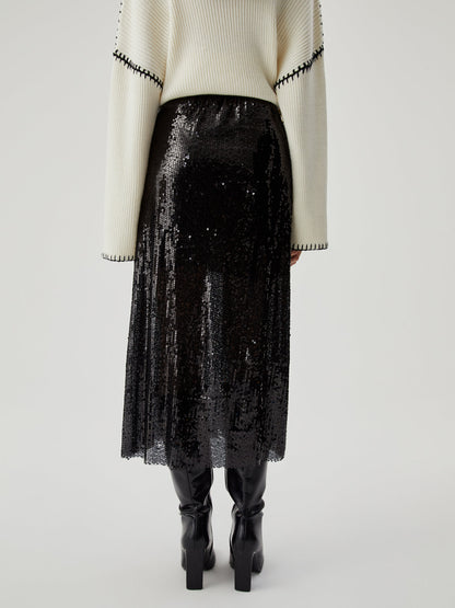 Stijlvolle Midi Rok met Mesh Pailletten Detail