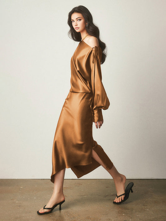 Stijlvolle Satin Asymmetrische Rok met Splits