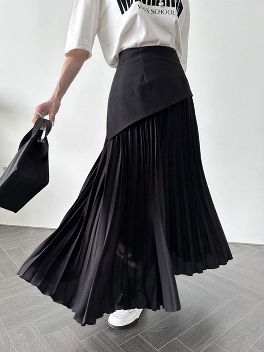 Prachtige Maxi Rok met Geplooide Patchwork Stijl