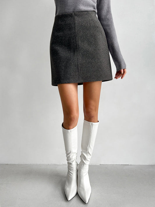 Hoog Taille Elegante Effen Mini Rok voor Vrouwen