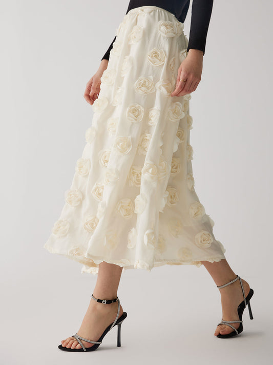 Elegante Bloemen A-Lijn Midi Rok voor Vrouwen