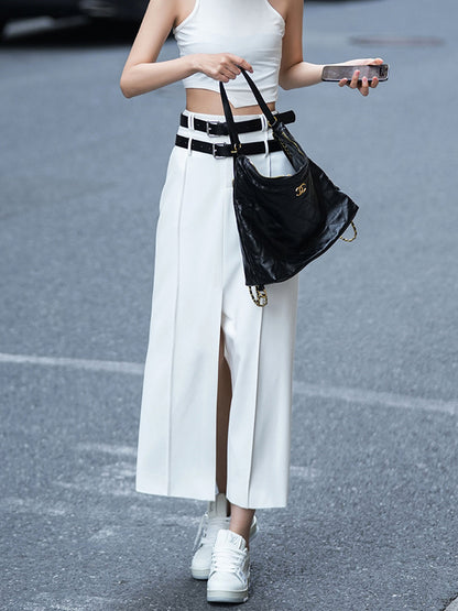 Gestrikt Split Elegante Maxi Rok voor Casual Stijl