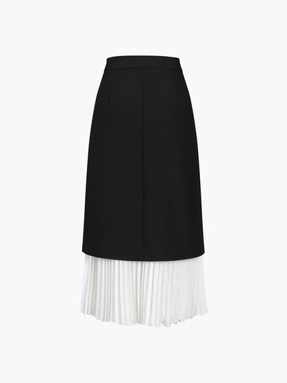 Tweekleurige Elegante Plissé Lange Rok voor Vrouwen