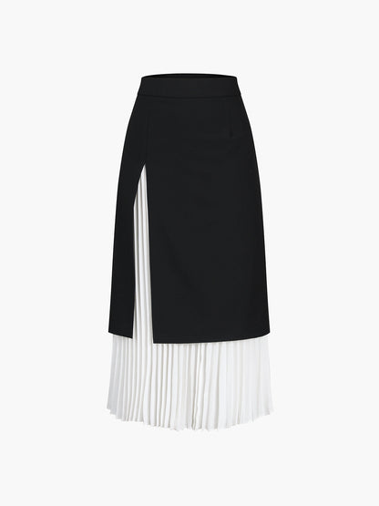 Tweekleurige Elegante Plissé Lange Rok voor Vrouwen