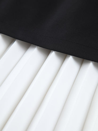 Tweekleurige Elegante Plissé Lange Rok voor Vrouwen