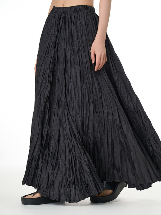 Effen Kleur Stijlvolle Plissé Maxi Rok