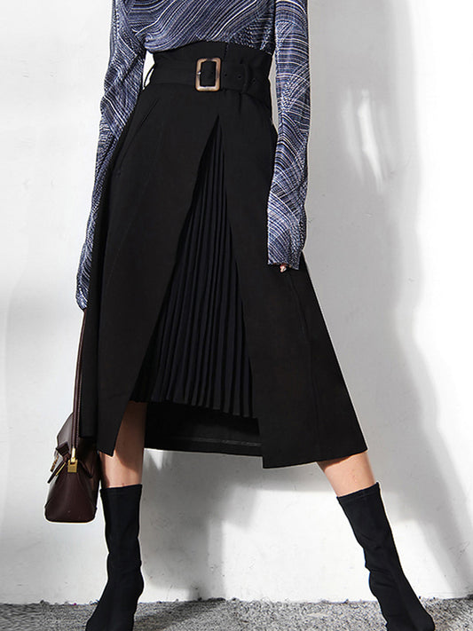 Stijlvolle Midi Rok met Strik en Elegante Vouw