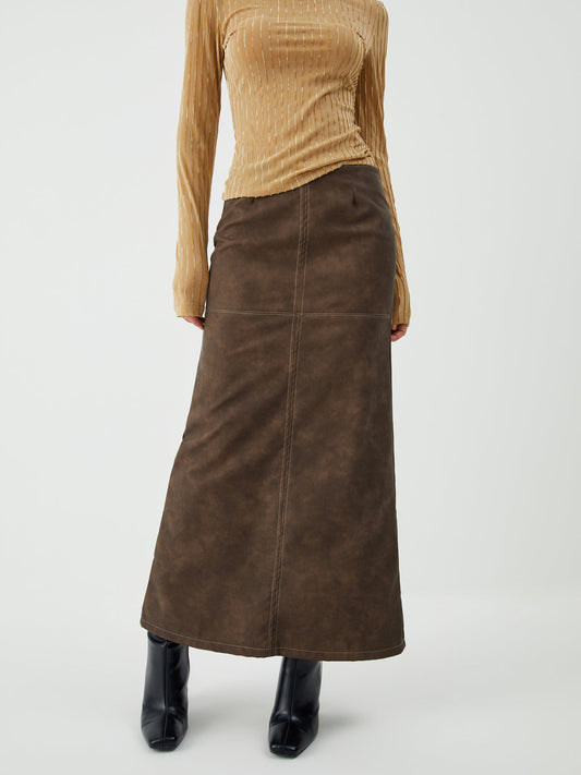 Maillard Washed Stijlvolle Midi Rok voor Dames