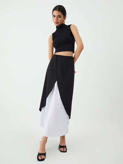 Stijlvolle Patchwork Split Maxi Rok voor Elke Gelegenheid