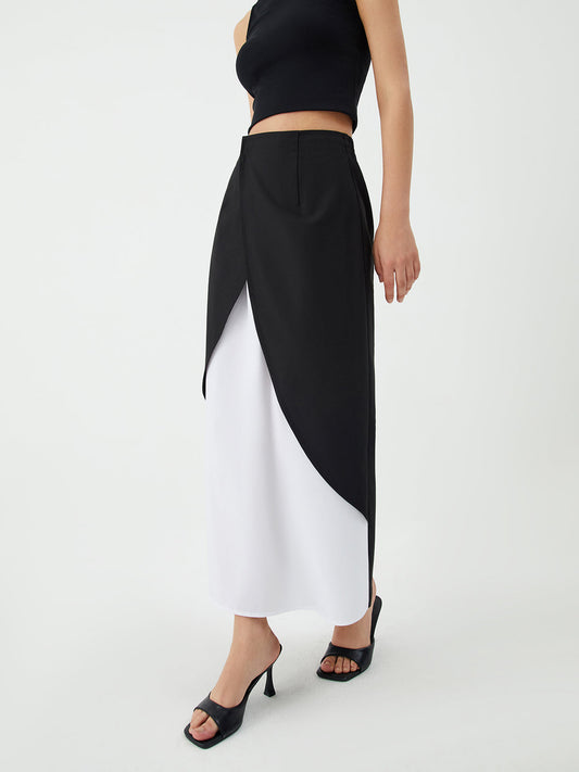 Stijlvolle Patchwork Split Maxi Rok voor Elke Gelegenheid