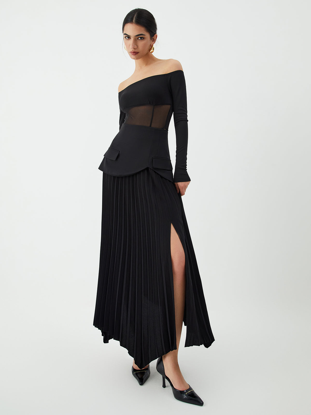 Modieuze Patchwork Plissé Midi Rok voor Elke Gelegenheid