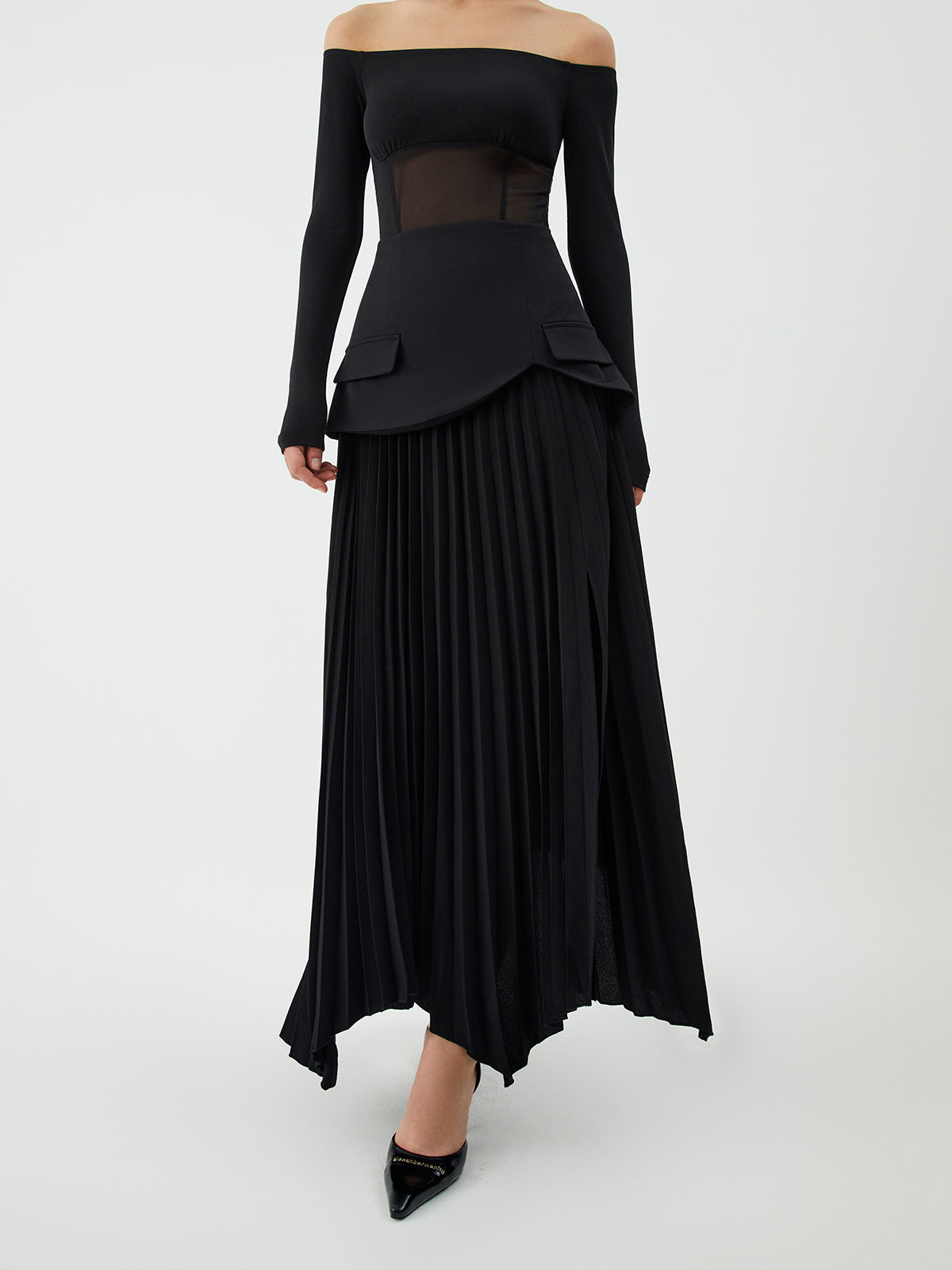 Modieuze Patchwork Plissé Midi Rok voor Elke Gelegenheid