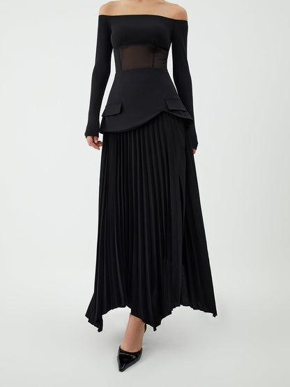 Modieuze Patchwork Plissé Midi Rok voor Elke Gelegenheid