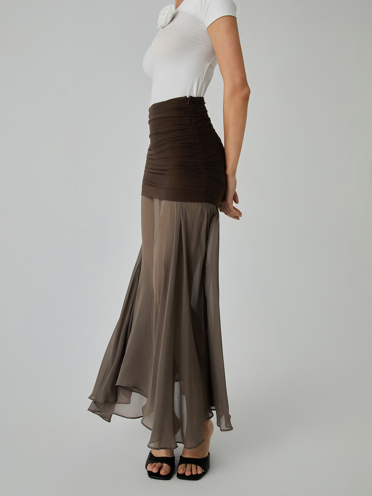 Net Chiffon Stijlvolle Patchwork Maxi Rok